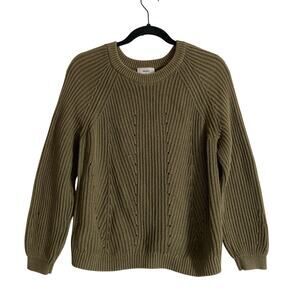 Object Cozy Fall Cottage Green Knit Crew Neck Long Sleeve Pullover Sweater XL